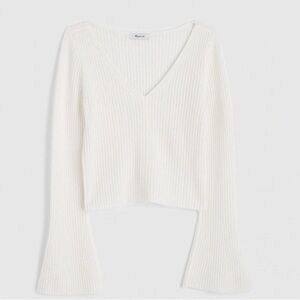 White Ribbed Knit Crop Top